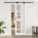 Ușă glisantă vidaXL cu set de unelte alb 78x232 cm din lemn masiv de pin, Ușă interioară vidaXL cu sticlă &#039;ORKDAL&#039;alb 78x232x4 cm