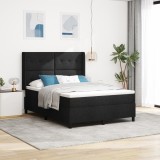 vidaXL Pat cu saltea cu arcuri și LED negru, 140 x 200 cm, din țesătură