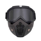 Masca protectie fata Edman ND03 din plastic dur + ochelari ski, pentru sport, lentila neagra