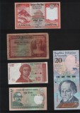 Set 5 bancnote de prin lume adunate (cele din imagini) #83, Asia