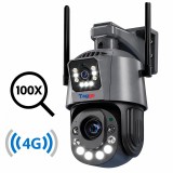 Cumpara ieftin Taggo Camera Supraveghere 4G SIM 6K Dual Lens Zoom 100X PTZ Detectie Umana IP66