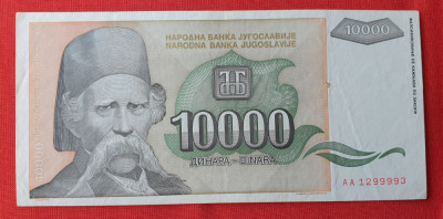 10.000 Dinara anul 1993 Bancnota 10 Mii dinari - Iugoslavia - Jugoslavije foto