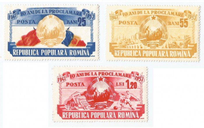 Romania, LP 449/1957, 10 ani de la proclamarea R.P.R., MH/MNH