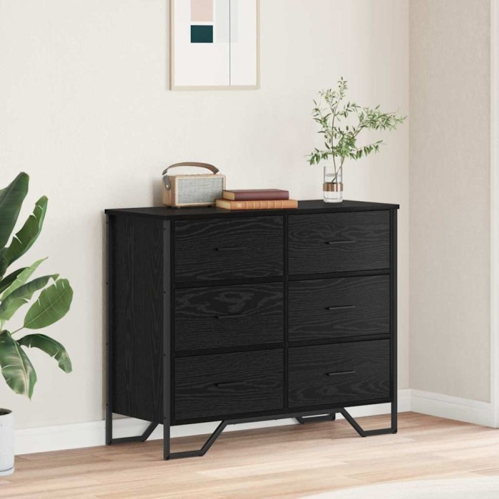 vidaXL Comodă cu Sertare Stejar Negru 91x35.5x74.5 cm Lemn prelucrat