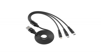 Vipfan X16 3w1 USB-C/Lightning/Micro 3.5A cablu USB de 1,5 m (negru) foto