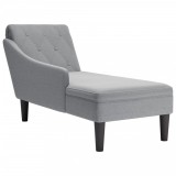 Gossi sezlong cu perna si cotiera dreapta, gri deschis, textil