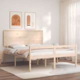 VidaXL Cadru de pat senior cu tăblie, king size, lemn masiv