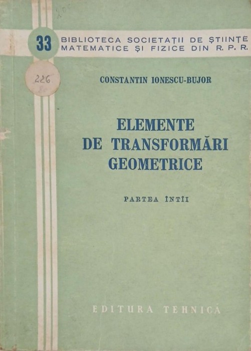 Elemente de transformari geometrice. Partea intai - Constantin Ionescu-Bujor