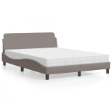 VidaXL Pat cu saltea, Dover, gri taupe, 120x200 cm, textil 3208368