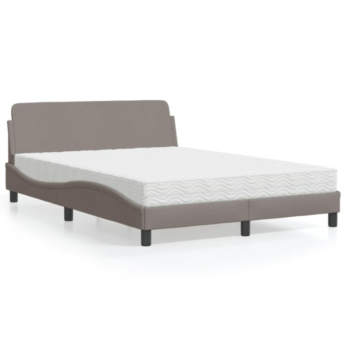 vidaXL Pat cu saltea, Dover, gri taupe, 120x200 cm, textil 3208368