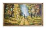Cumpara ieftin Tablou living indragostiti pictat manual inramat, Impreuna pe cararea vietii, 130x80cm ulei pe panza rama din lemn, Constantin Feraru