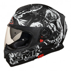 Casca integrala Smk Twister Skull MA210, alb/negru mat, marime XS