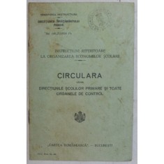 INTRUCTIUNI REFERITOARE LA ORGANIZAREA ECONOMIILOR SCOLARE , CIRCULARA CATRE DIRECTIUNILE SCOLILOR PRIMARE SI TOATE ORGANELE DE CONTROL , 1934