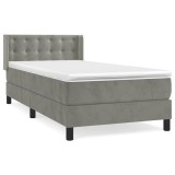 Cumpara ieftin Pat continental cu saltea, gri deschis, 80x200 cm, catifea
