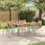 VidaXL Set de masă pentru grădină 7 pcs Gri și maro 140 x 80 x 75 cm