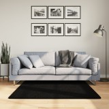 Cumpara ieftin Covor HUARTE, fir scurt, moale și lavabil, negru, 120x120 cm