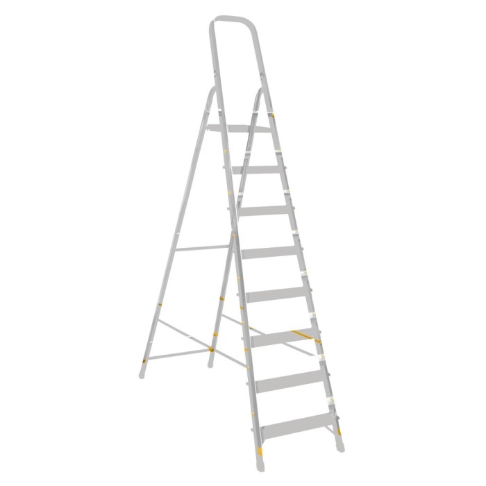 Scara aluminiu 1918, 1 x 8 trepte, inaltime 2.45 m, 150 kg
