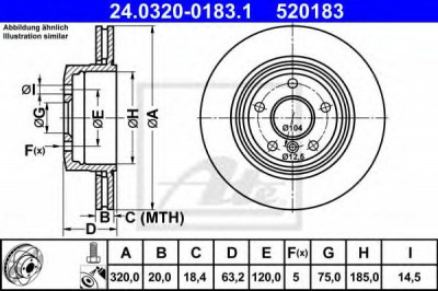 Disc frana BMW Seria 6 Cabriolet (E64) (2004 - 2010) ATE 24.0320-0183.1 foto