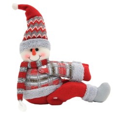 Clema pentru perdea si draperii, flippy, model om de zapada, din panza, prindere din velcro, 46 x 14 cm, multicolor