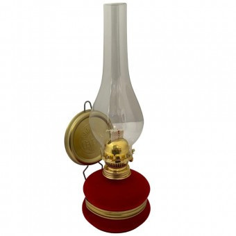 Lampa cu gaz lampant Vivatechnix Classic TR-1002R, rezervor sticla cu catifea, oglinda metal, Rosu foto