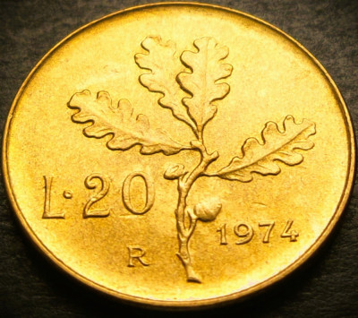 Moneda 20 LIRE - ITALIA, anul 1974 *cod 3587 - A.UNC foto