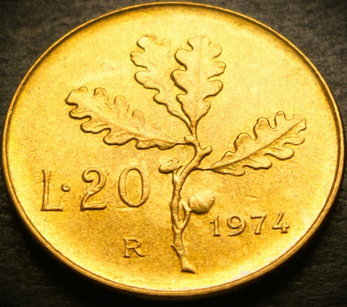 Moneda 20 LIRE - ITALIA, anul 1974 *cod 3587 - A.UNC