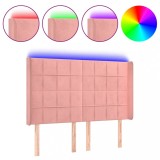 Cumpara ieftin Tablie de pat cu LED, roz, 147x16x118/128 cm, catifea