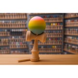 Cumpara ieftin Kendama din lemn, 18cm, bila multicolora, vopsea cauciucata mata - DKEND3007