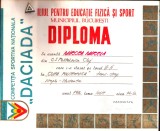 PM384N Diplomă Daciada, Cupa Politehnica la tenis de c&acirc;mp simplu studente și insignă Clubul Sportiv Politehnica București, 1980