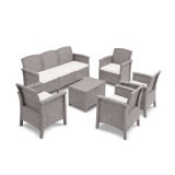 Set mobilier gradina Leziter Venus II Large pentru 7 persoane, ratan sintetic, culoare cappuccino