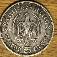 Germania nazista -moneda istorica argint 900- 5 mark 1935 - Paul von Hindenburg