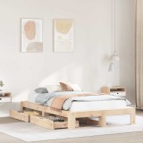 Gossi cadru de pat fara saltea, 135x190 cm, lemn masiv de pin