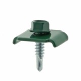 Clema de gard si surub, 6.3 x 25 mm, verde, set 10 bucati