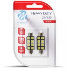 Set 2 Buc Bec Led M-Tech C5W 24V SV8,5-8 Alb LB9327W