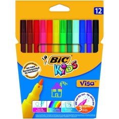 Carioci Colorate Lavabile Bic Visa, 12 Buc/set, Culori Asortate, Set Carioci Lavabile Bic Visa, Carioci Bic, Set 12 Carioci Bic Visa Pentru Copii, Car foto