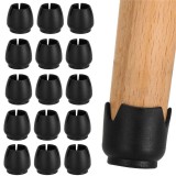 Set 16 protectii pentru picioare mobilier cu fetru, 14-16 mm, negre