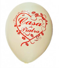 Baloane nunta Casa De Piatra crem cu scris rosu 30cm set 20 buc foto