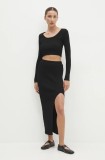 Answear Lab bluză și fustă culoarea negru