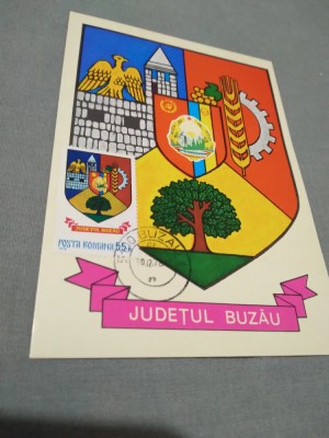 CARTE POSTALA MAXIMA STEMA BUZAU CIRCULATA foto