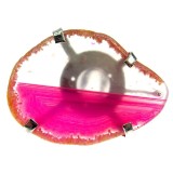 Inel reglabil statement masiv cu agat roz natural 6A