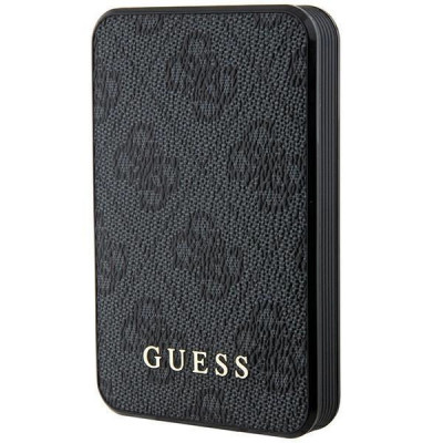 Guess 4G din piele de piele cu logo metalic Powerbank 15W 5000mAh negru foto