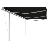 Cumpara ieftin Copertină retractabilă automat, cu st&acirc;lpi, antracit, 6x3,5 m