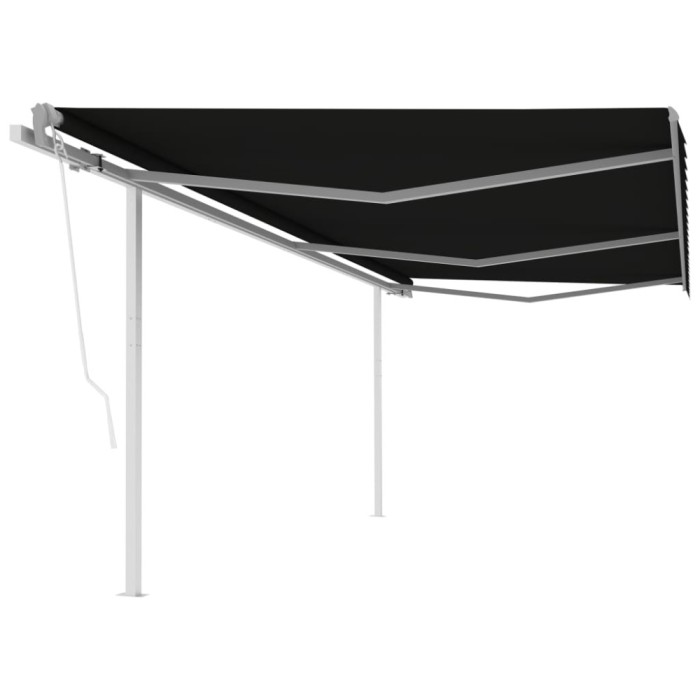 Copertină retractabilă automat, cu st&acirc;lpi, antracit, 6x3,5 m
