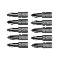Set 10 biti profesionali Yato 1 4 , 25mm, cap PH2, HRC 58-62, realizat din otel forjat, cu acoperire anticoroziva
