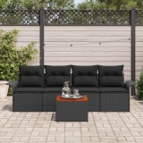 VidaXL Set de canapele pentru grădină 5 pcs Negru 55 x 55 x 37 cm