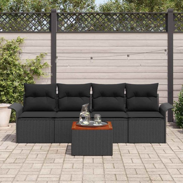 vidaXL Set de canapele pentru grădină 5 pcs Negru 55 x 55 x 37 cm 3355930