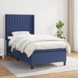 VidaXL Pat box spring cu saltea, albastru, 80x200 cm, textil