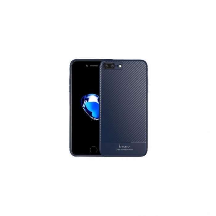 Husa Ipaky Fibre Carbon Albastru Inchis Pentru Iphone 7 Plus,Iphone 8 Plus