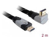 Cablu HDMI 4K v1.4 T-T unghi 90 grade 2m gri, Delock 82994