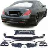 Difuzor sportiv spate cu tevi de esapament negre duble, potrivit pentru Mercedes S-Class W222 17-20 Performance AutoTuning